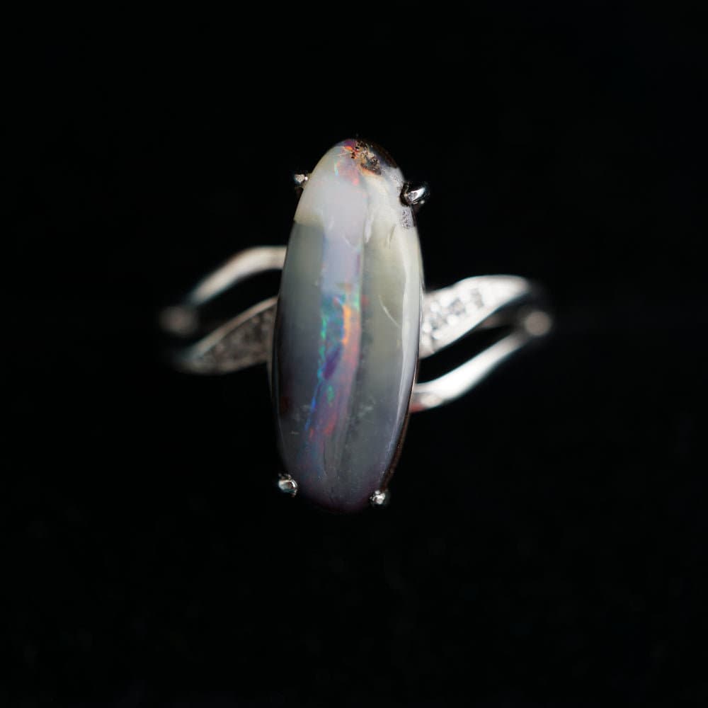 Majestic mauve australian boulder opal ring in 925 sterling silver-Vsabel Jewellery