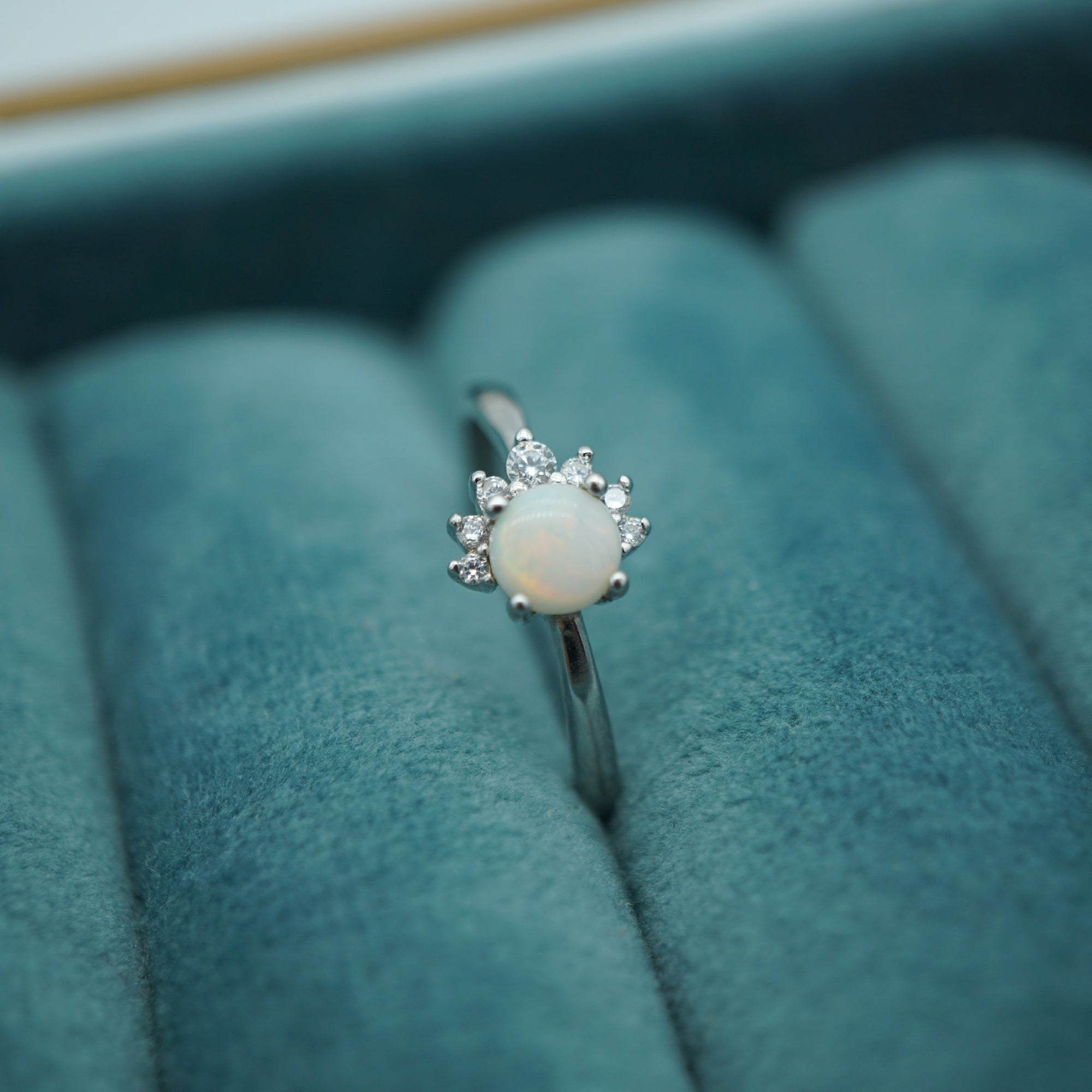 Dainty White Opal Ring - Sterling Silver