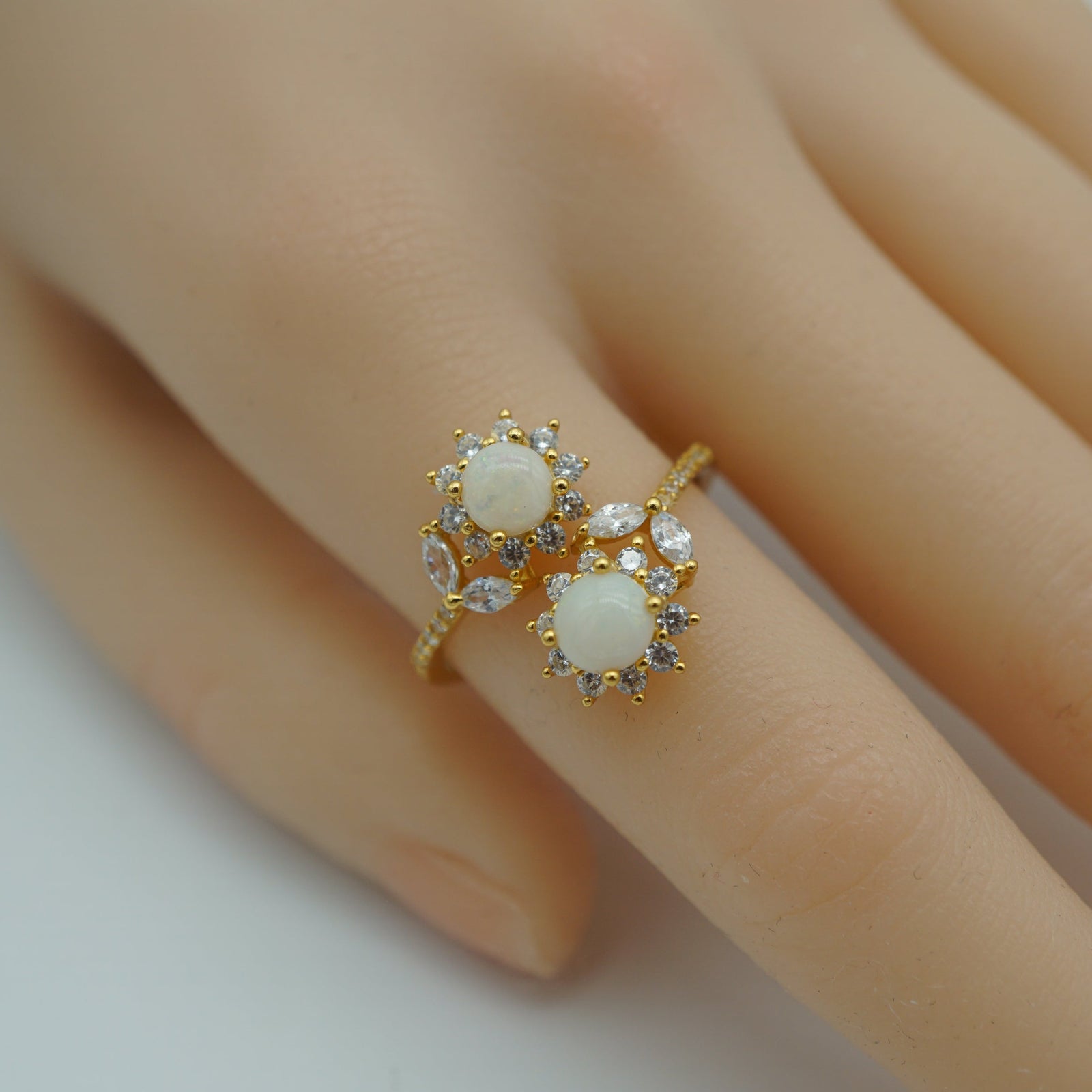 Double White Opal Ring - Twice the Elegance-Vsabel Jewellery