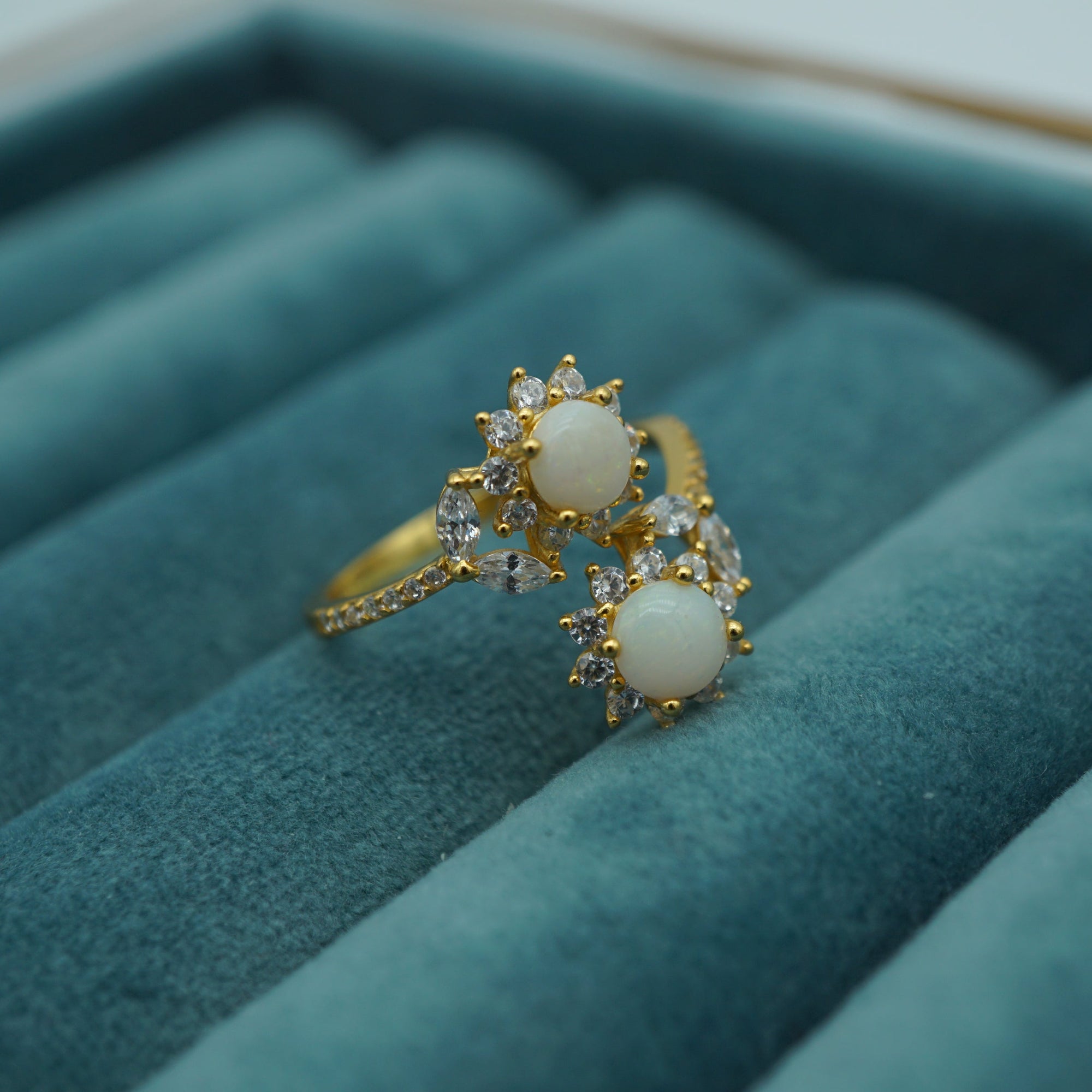 Double White Opal Ring - Twice the Elegance-Vsabel Jewellery