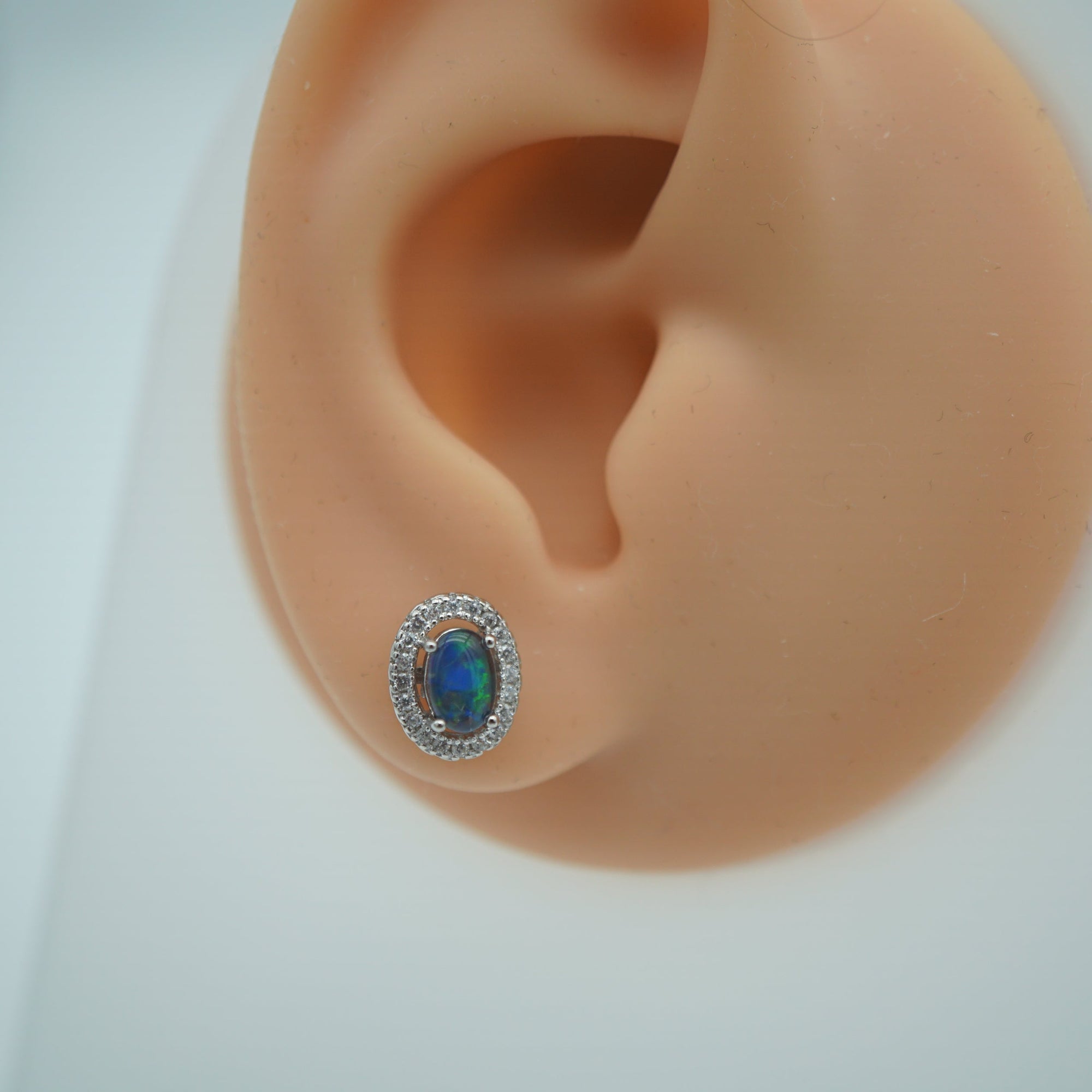 Genuine Sterling Silver Australian Triplet Opal Earrings-Vsabel Jewellery