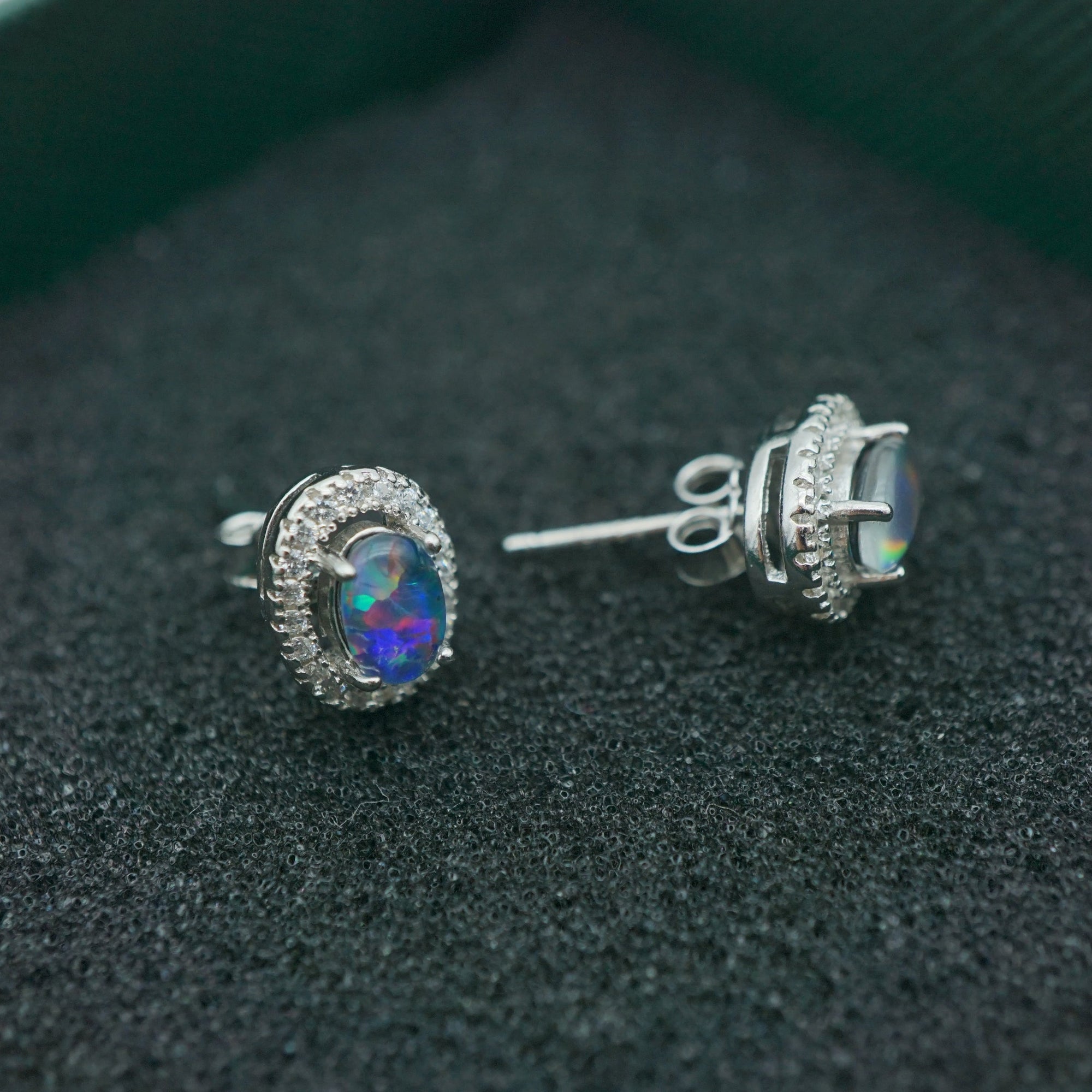 Genuine Sterling Silver Australian Triplet Opal Earrings-Vsabel Jewellery