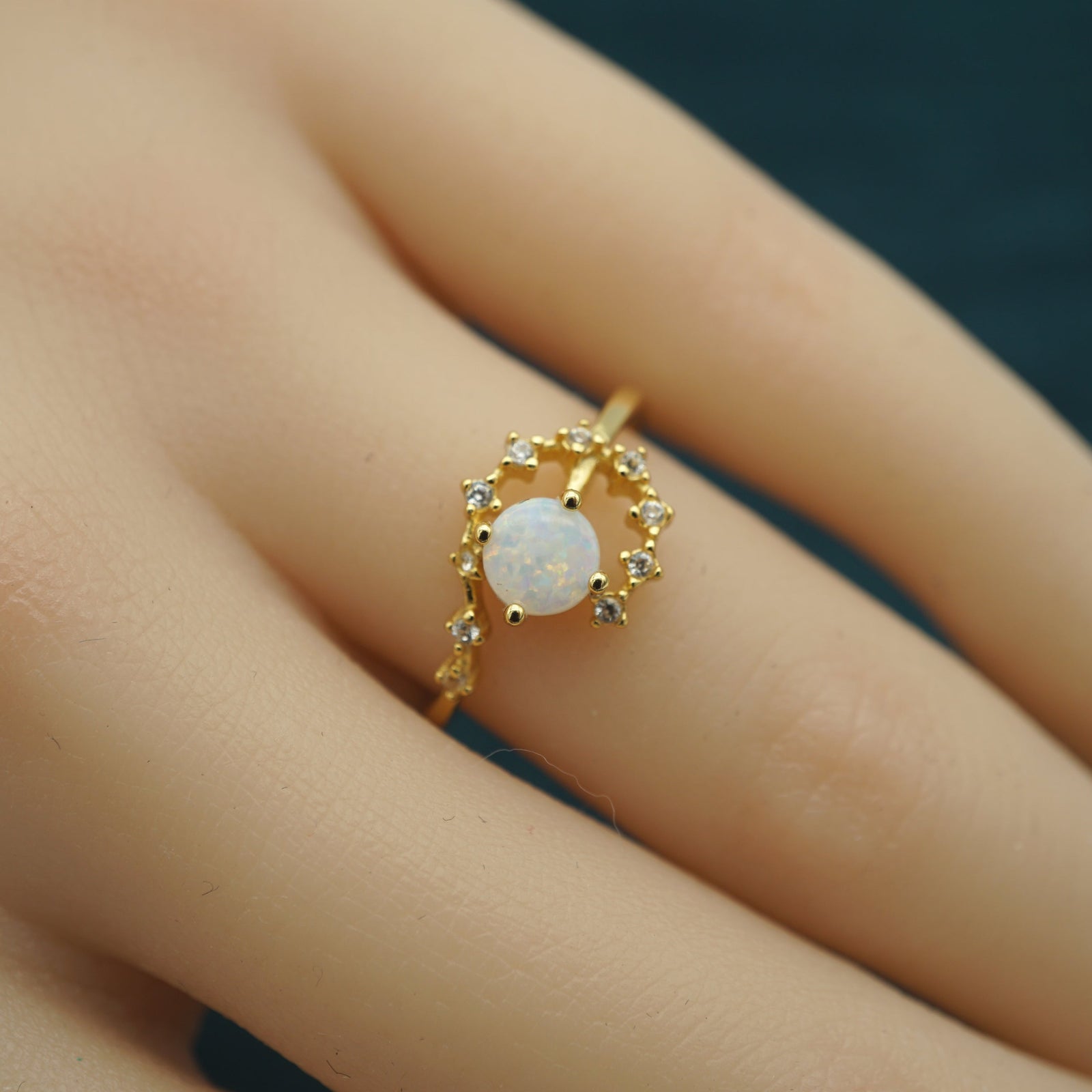 Unique Australian Crystal Opal Ring: Sterling Silver Elegance-Vsabel Jewellery