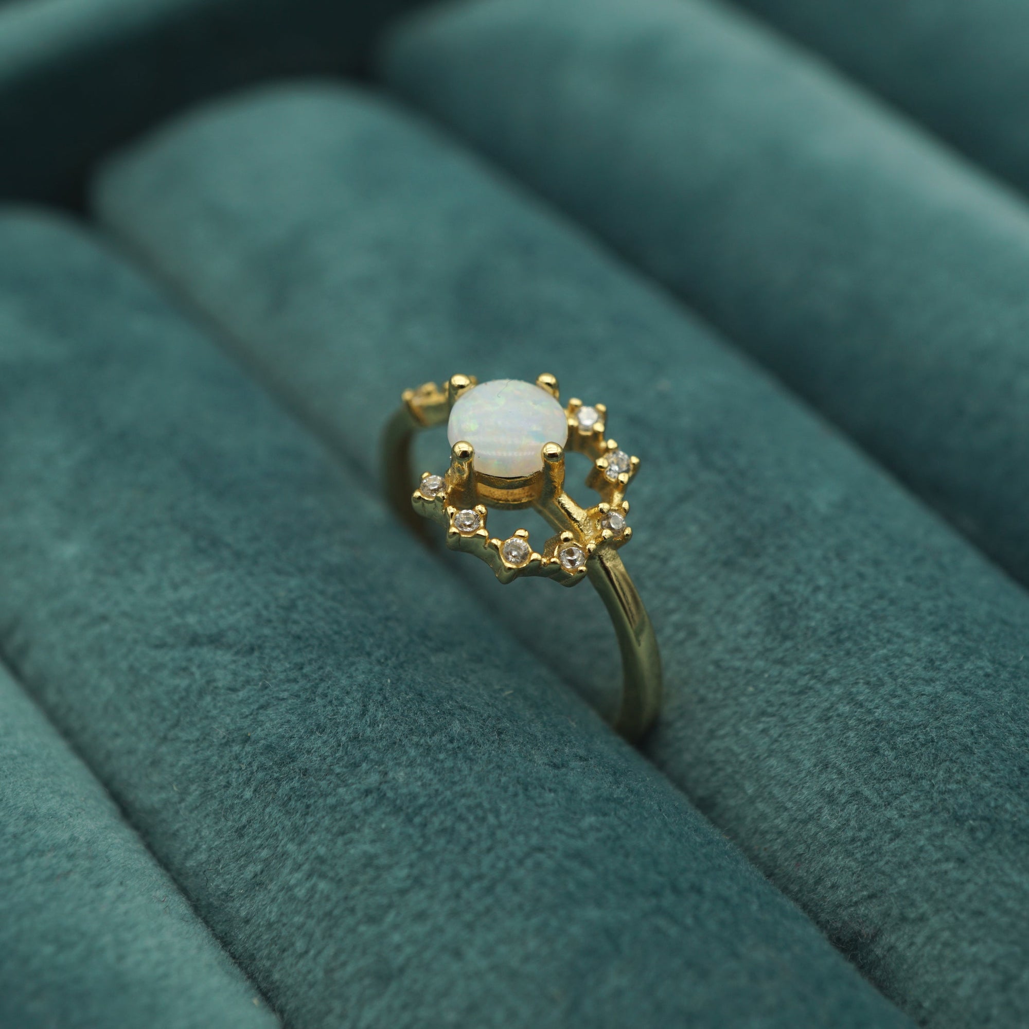 Unique Australian Crystal Opal Ring: Sterling Silver Elegance-Vsabel Jewellery