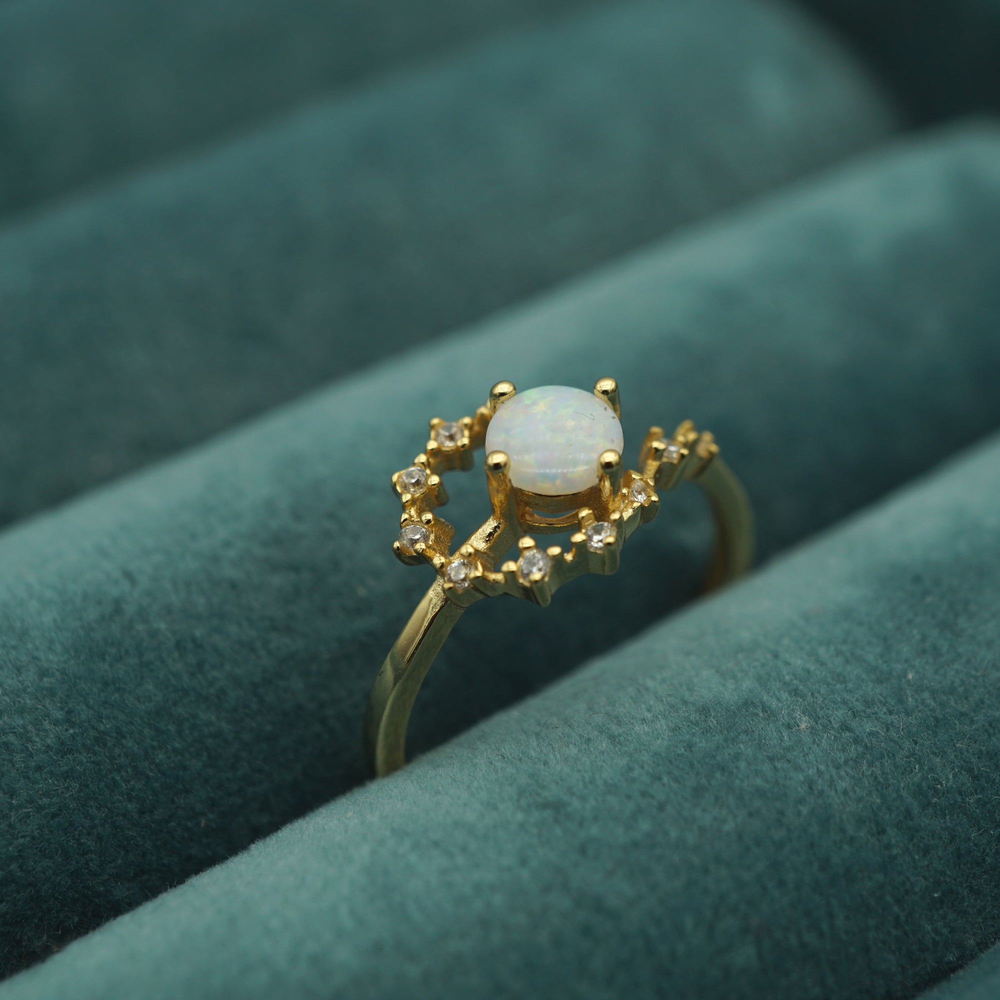 Unique Australian Crystal Opal Ring: Sterling Silver Elegance-Vsabel Jewellery