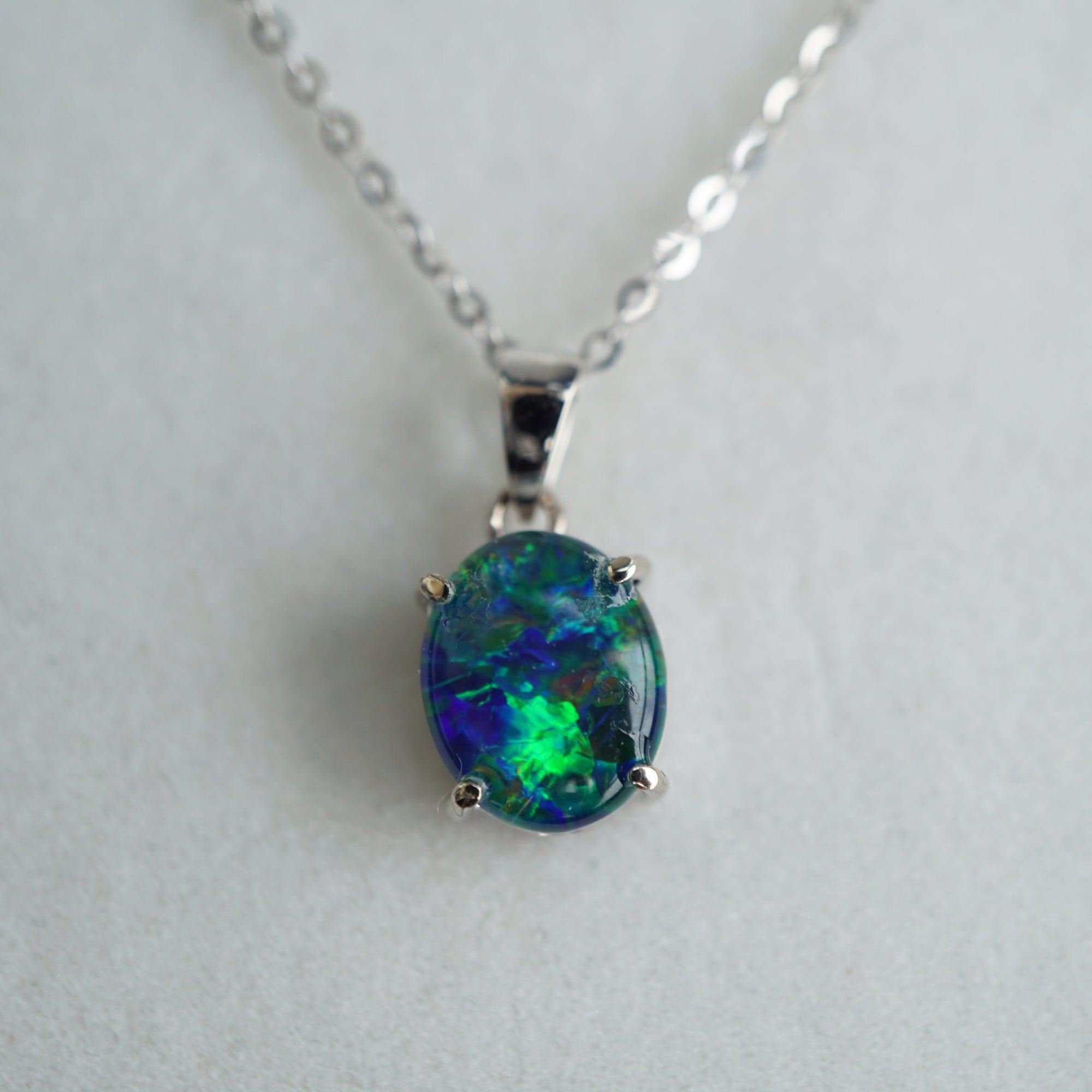 Elegant 18k Triplet Opal Necklace-Vsabel Jewellery