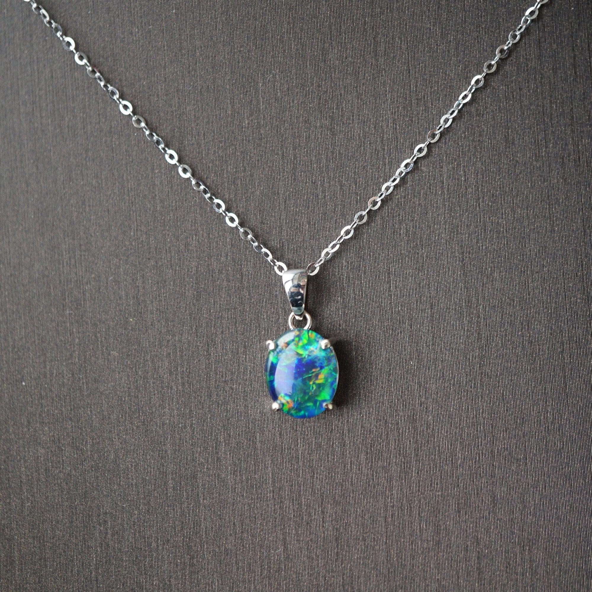 Elegant 18k Triplet Opal Necklace-Vsabel Jewellery