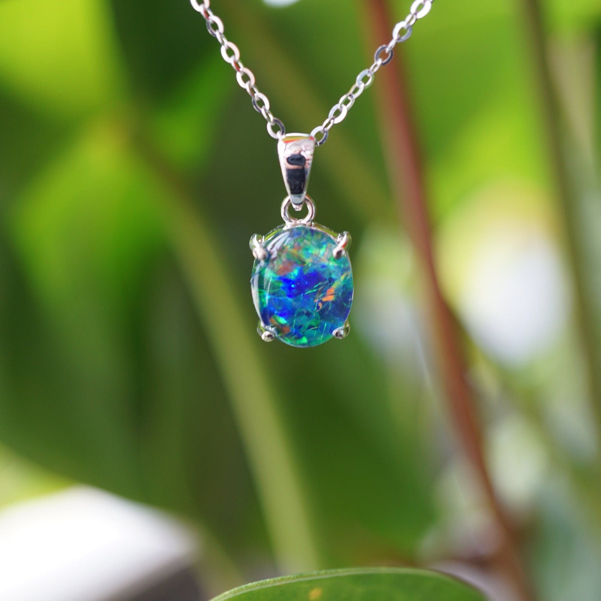 Elegant 18k Triplet Opal Necklace-Vsabel Jewellery