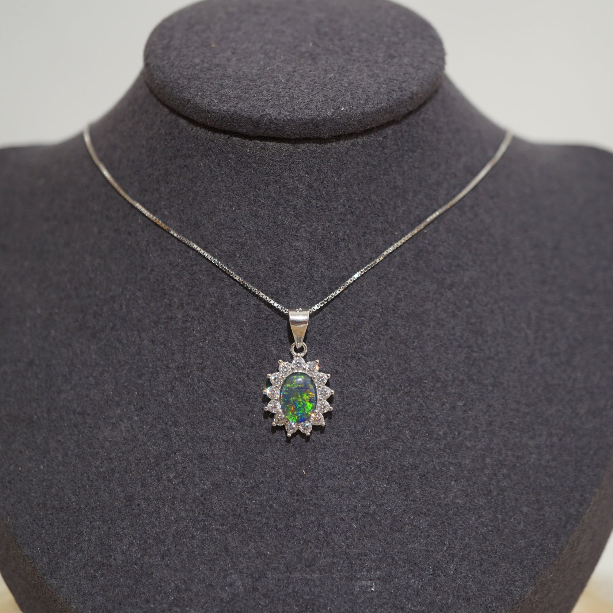 Opal jewellery set - necklace, ring, earrings-Vsabel Jewellery
