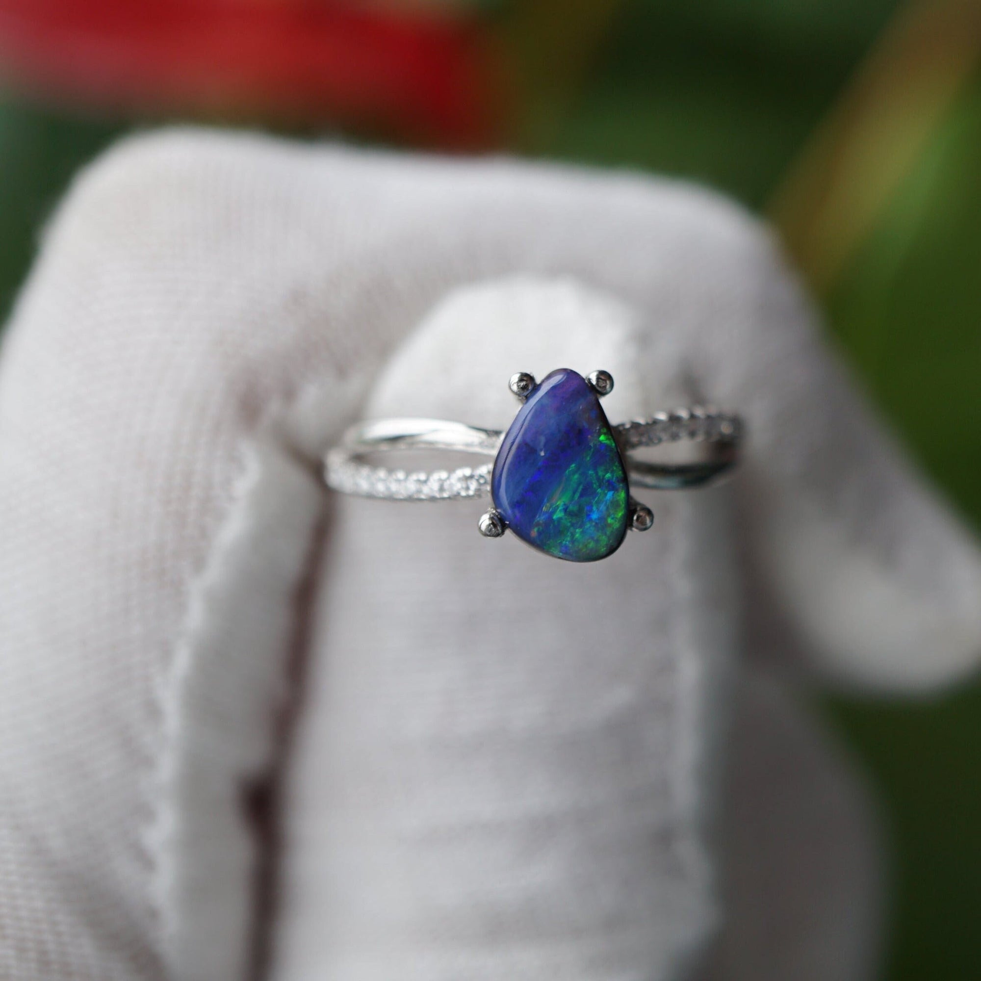 Dainty handmade australian boulder opal ring, october birthstone opal ring, october birthstone, gift for her, gemstone ring, one of kind 4-Vsabel Jewellery