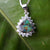 Mesmerizing australian boulder opal necklace surrounded by cubic zirconia's, dainty opal jewellery, solid boulder doublet opal necklace-Vsabel Jewellery