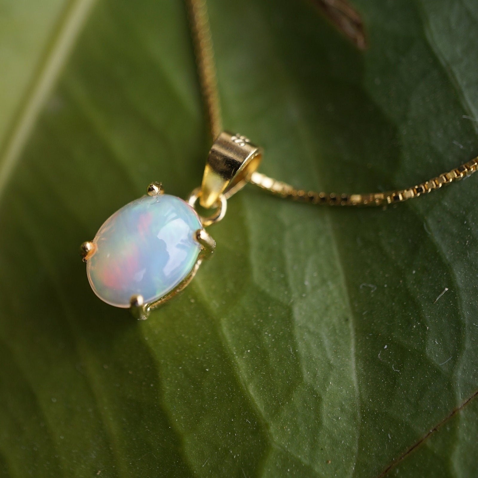 New genuine ethiopian opal necklace, beautiful opal pendant, october birthstone, opal jewelry, opal pendant, dainty necklace, best gradution-Vsabel Jewellery