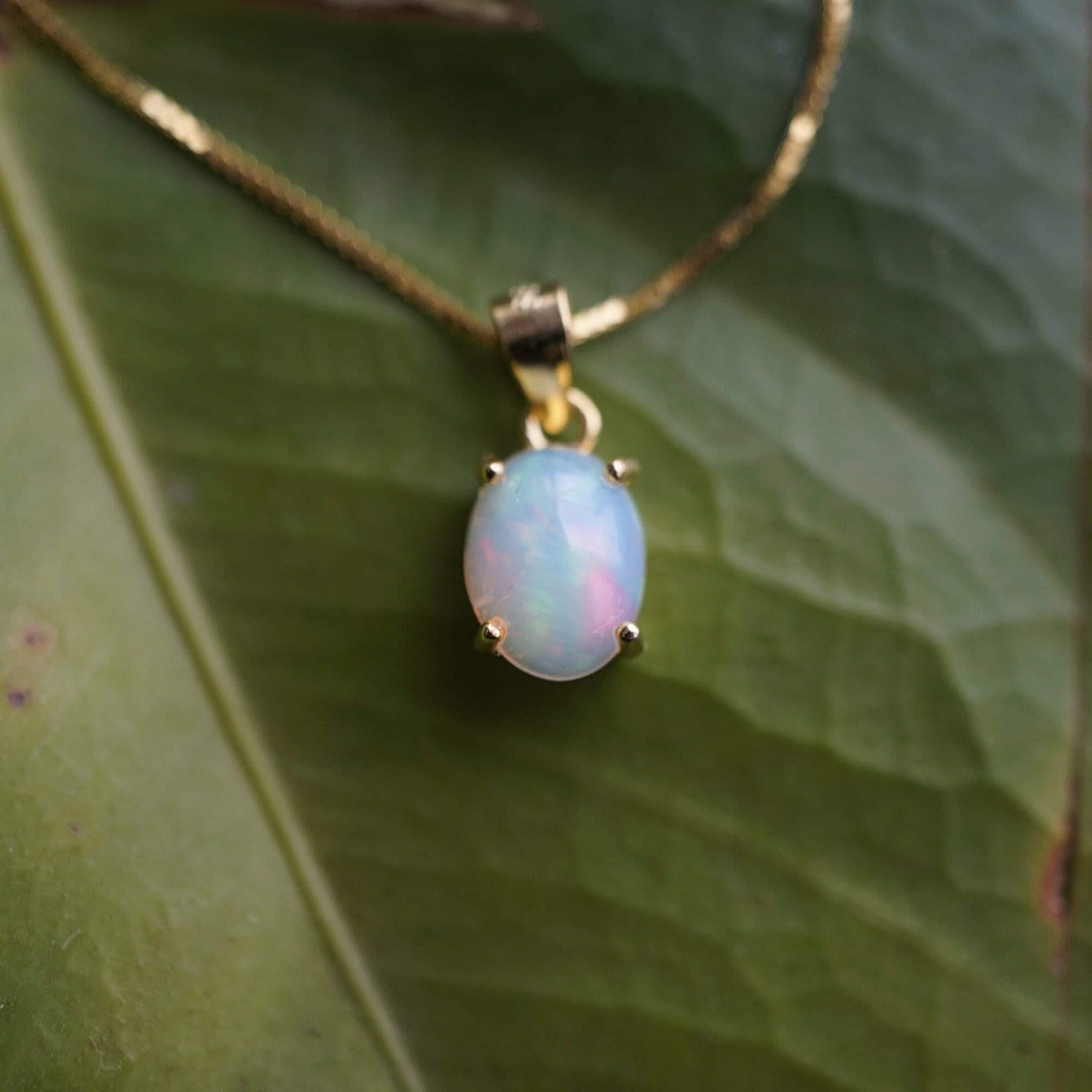 New genuine ethiopian opal necklace, beautiful opal pendant, october birthstone, opal jewelry, opal pendant, dainty necklace, best gradution-Vsabel Jewellery