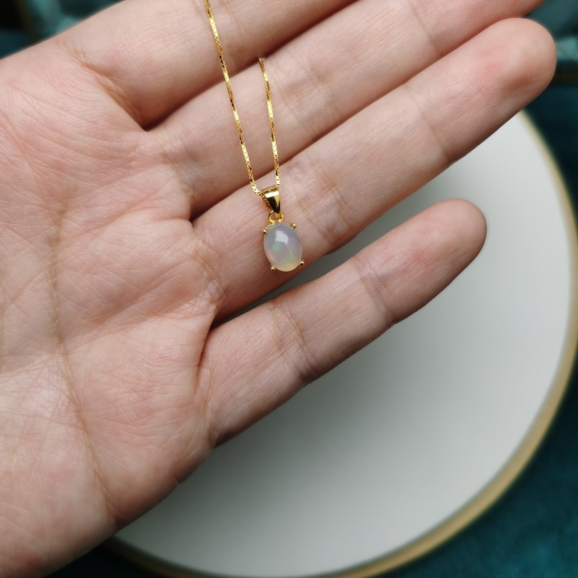 New genuine ethiopian opal necklace, beautiful opal pendant, october birthstone, opal jewelry, opal pendant, dainty necklace, best gradution-Vsabel Jewellery