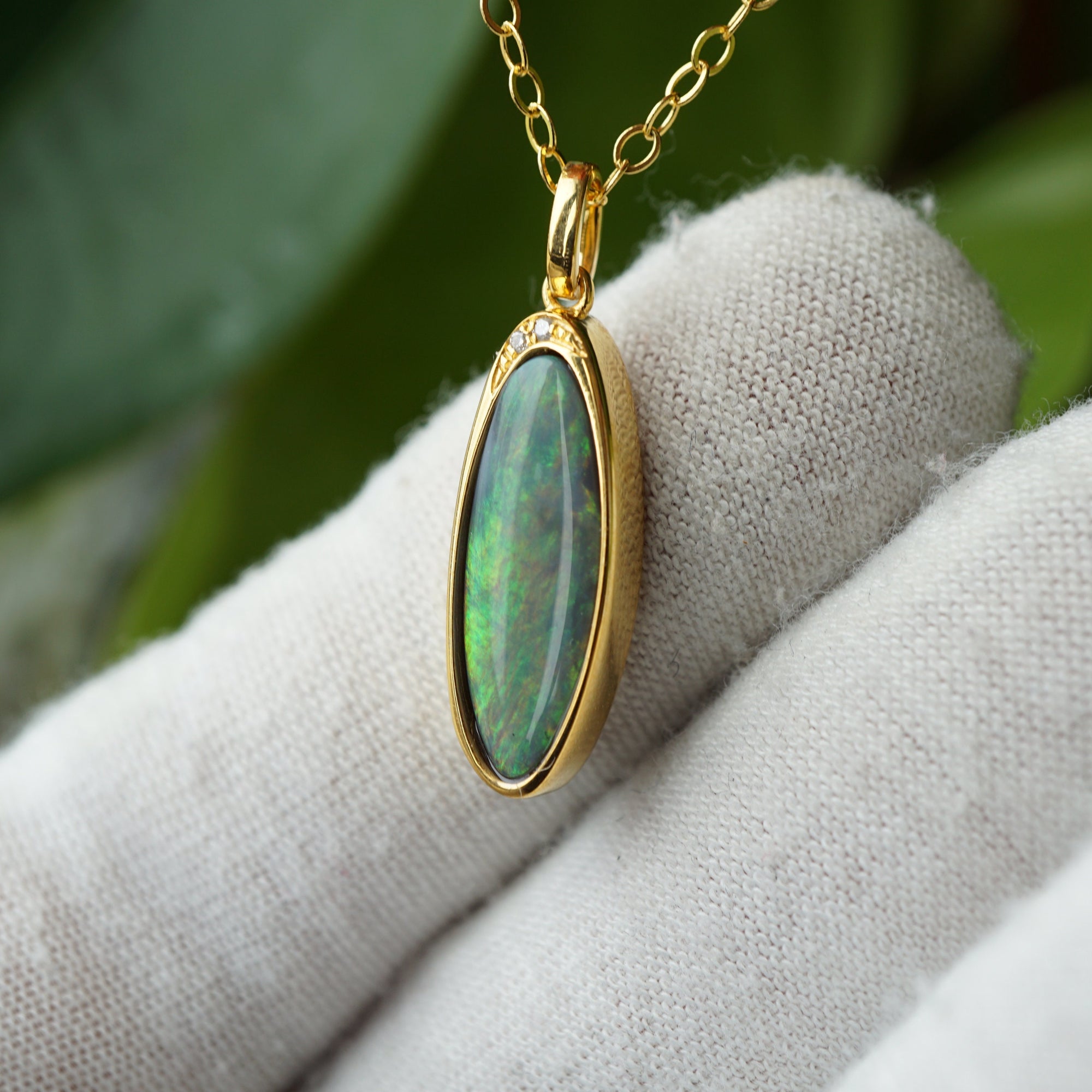 Rainbow Aura solid australian black opal necklace 14k solid gold, genuine black australian opal necklace, black opal, gift for her birthday-Vsabel Jewellery