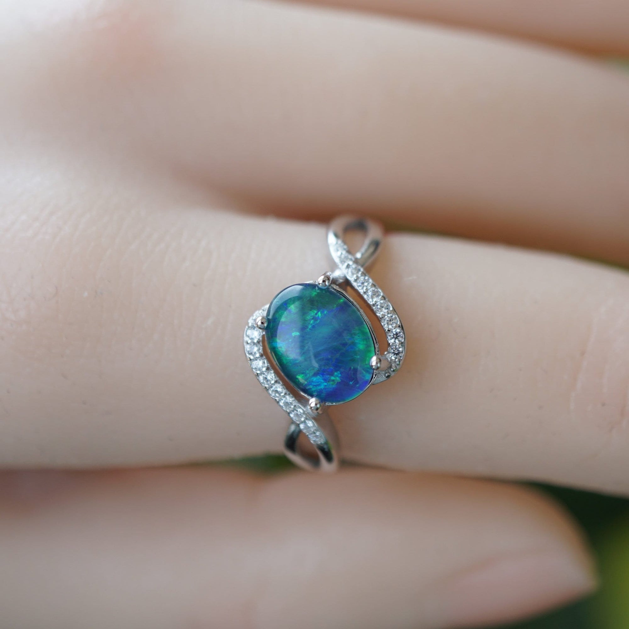 Natural Australian Opal Ring - Timeless Beauty-Vsabel Jewellery