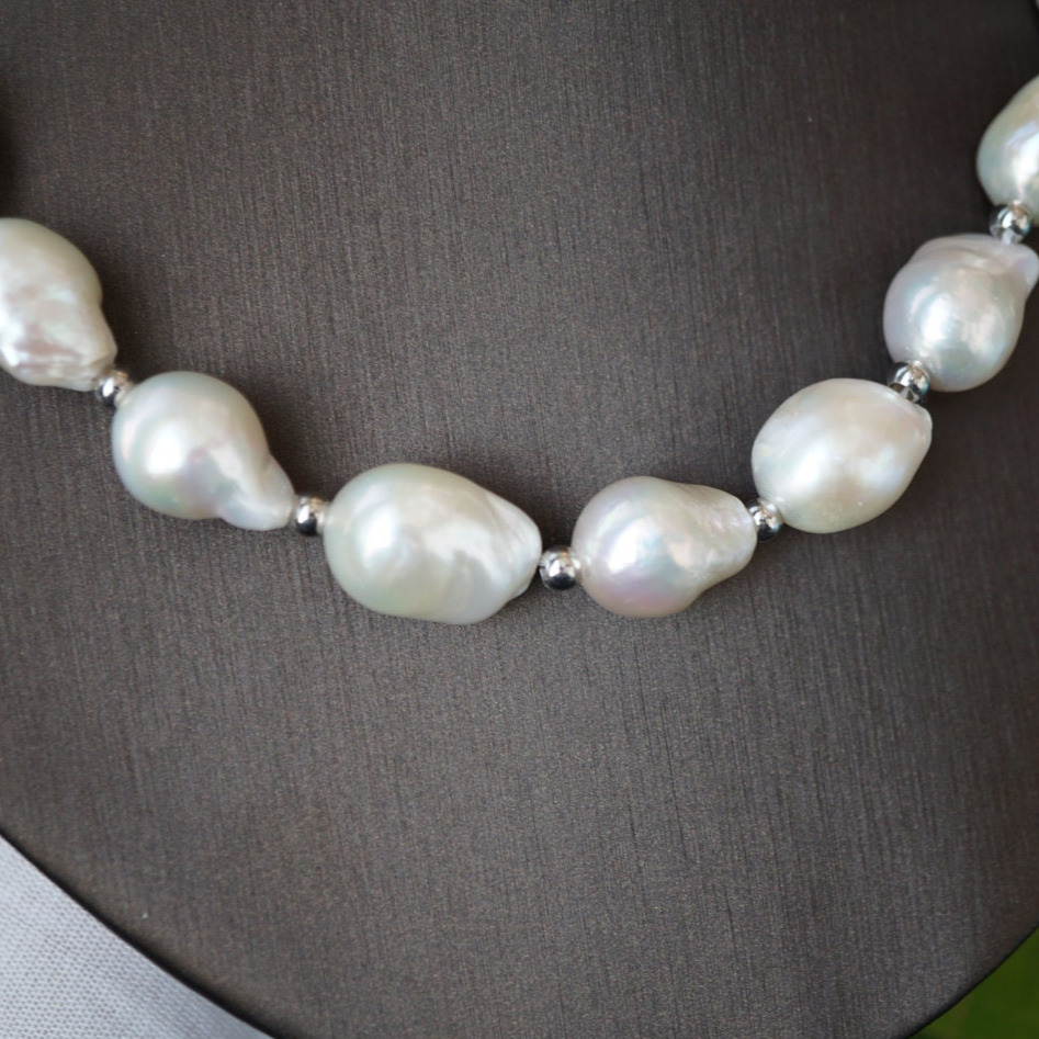 Natural Freshwater Big Flameball Baroque Pearl Necklace