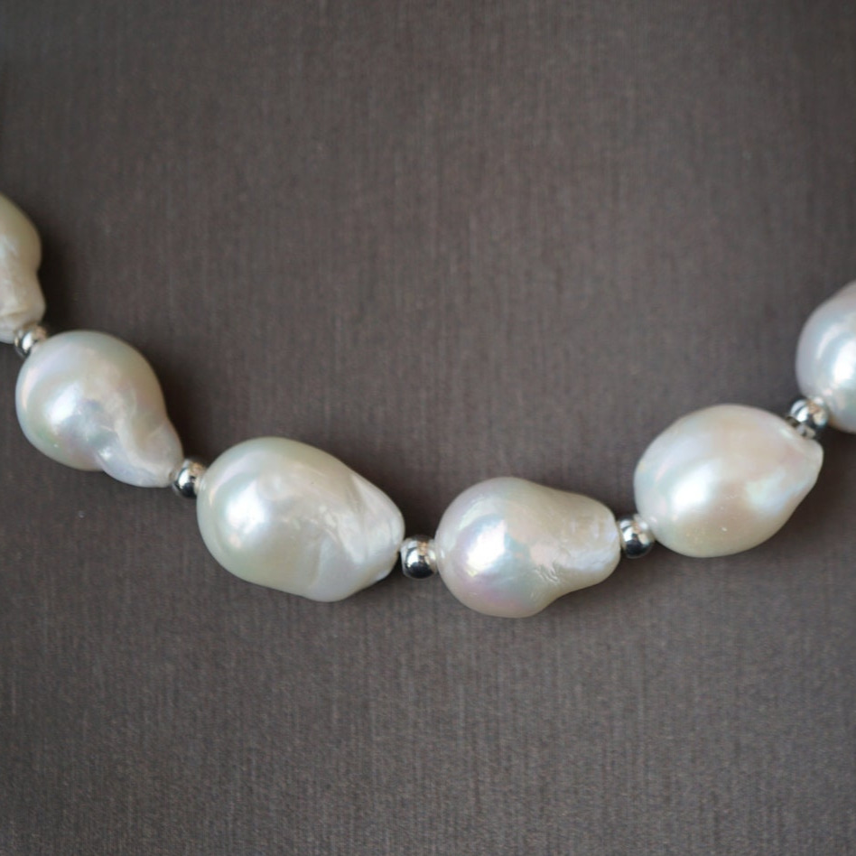 Natural Freshwater Big Flameball Baroque Pearl Necklace