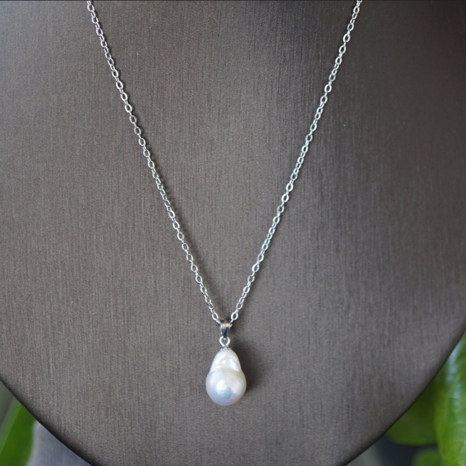 Small natural baroque shaped pearl long necklace