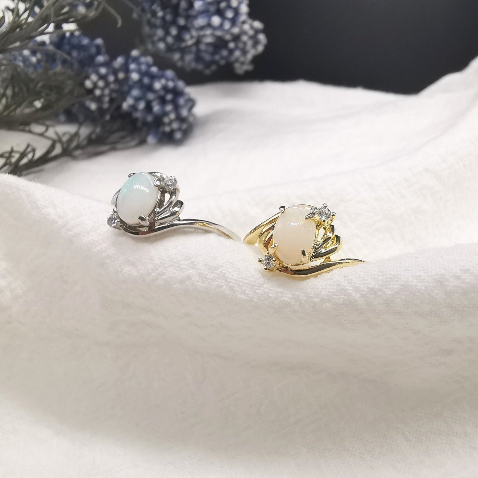 Beautiful white australian opal ring, opal october birthstone ring, opal ring, birthday opal ring, gold opal ring, opal ring gift for her-Vsabel Jewellery