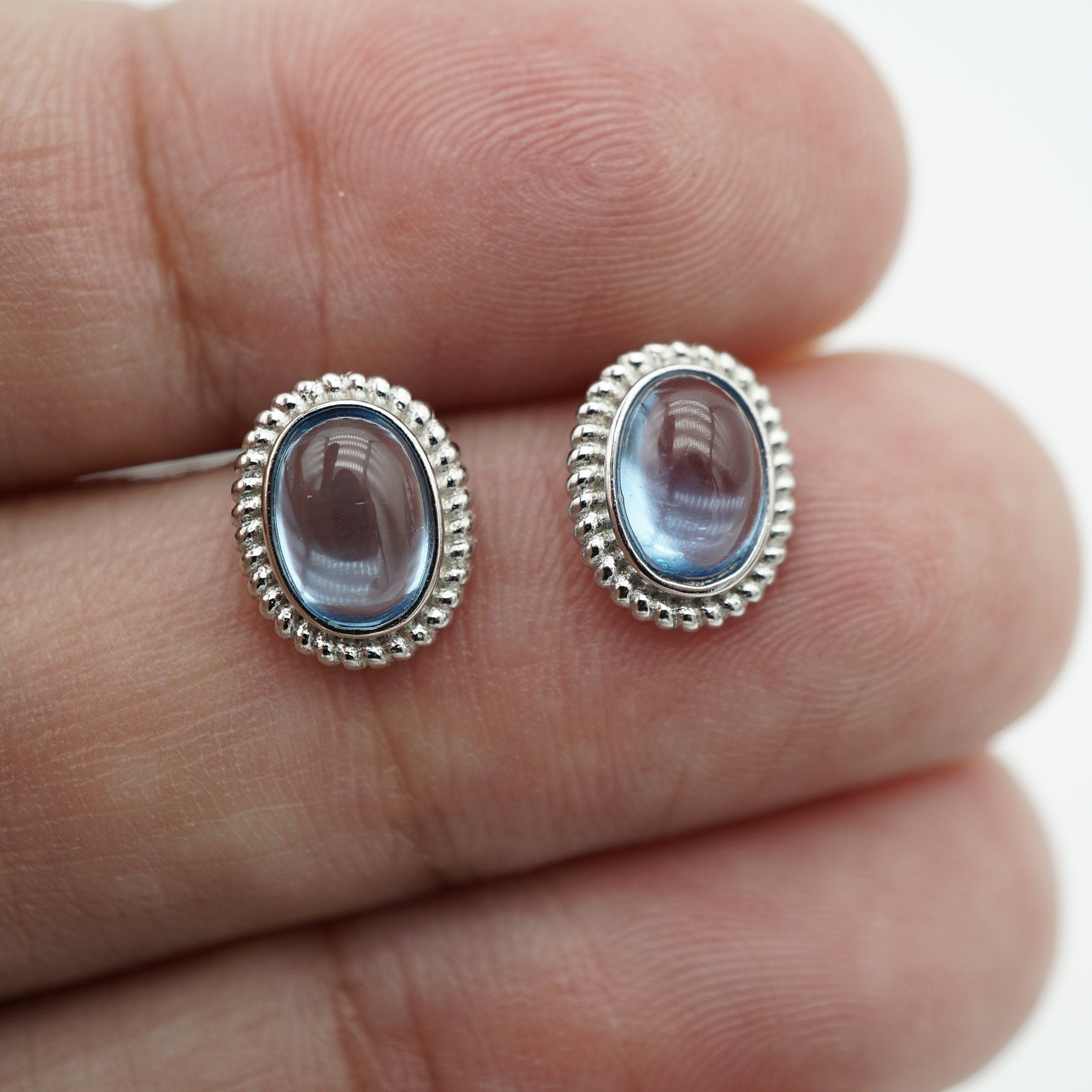 Genuine Blue Topaz Stud Earrings