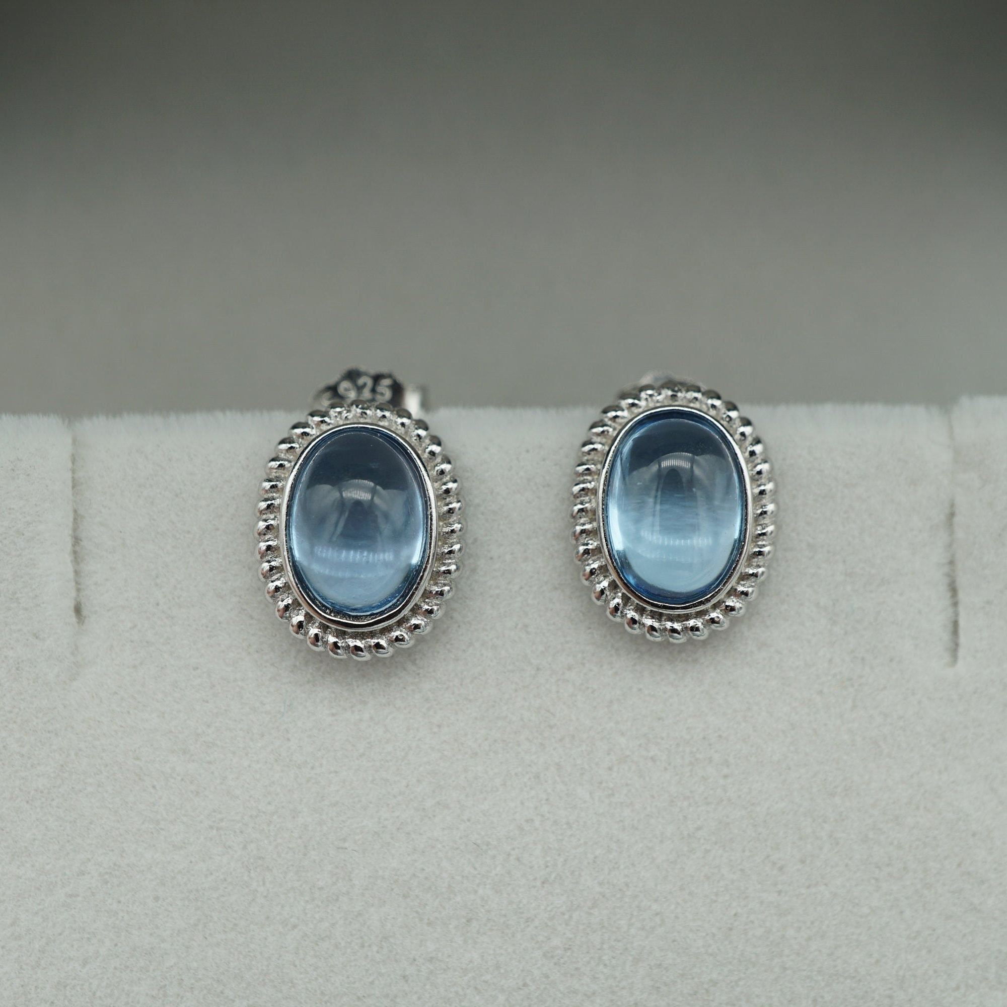 Genuine Blue Topaz Stud Earrings