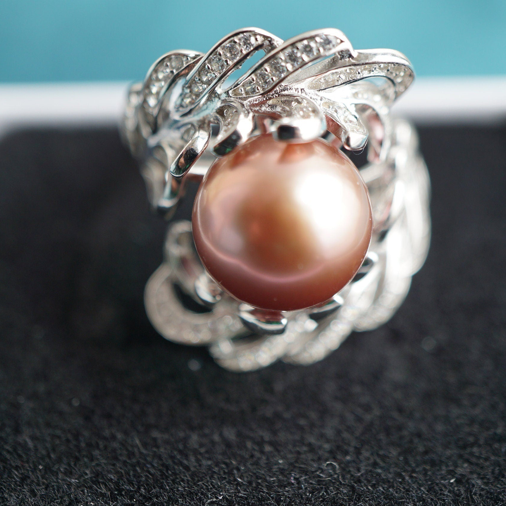 Elegant Sterling Silver Purple Pearl Ring