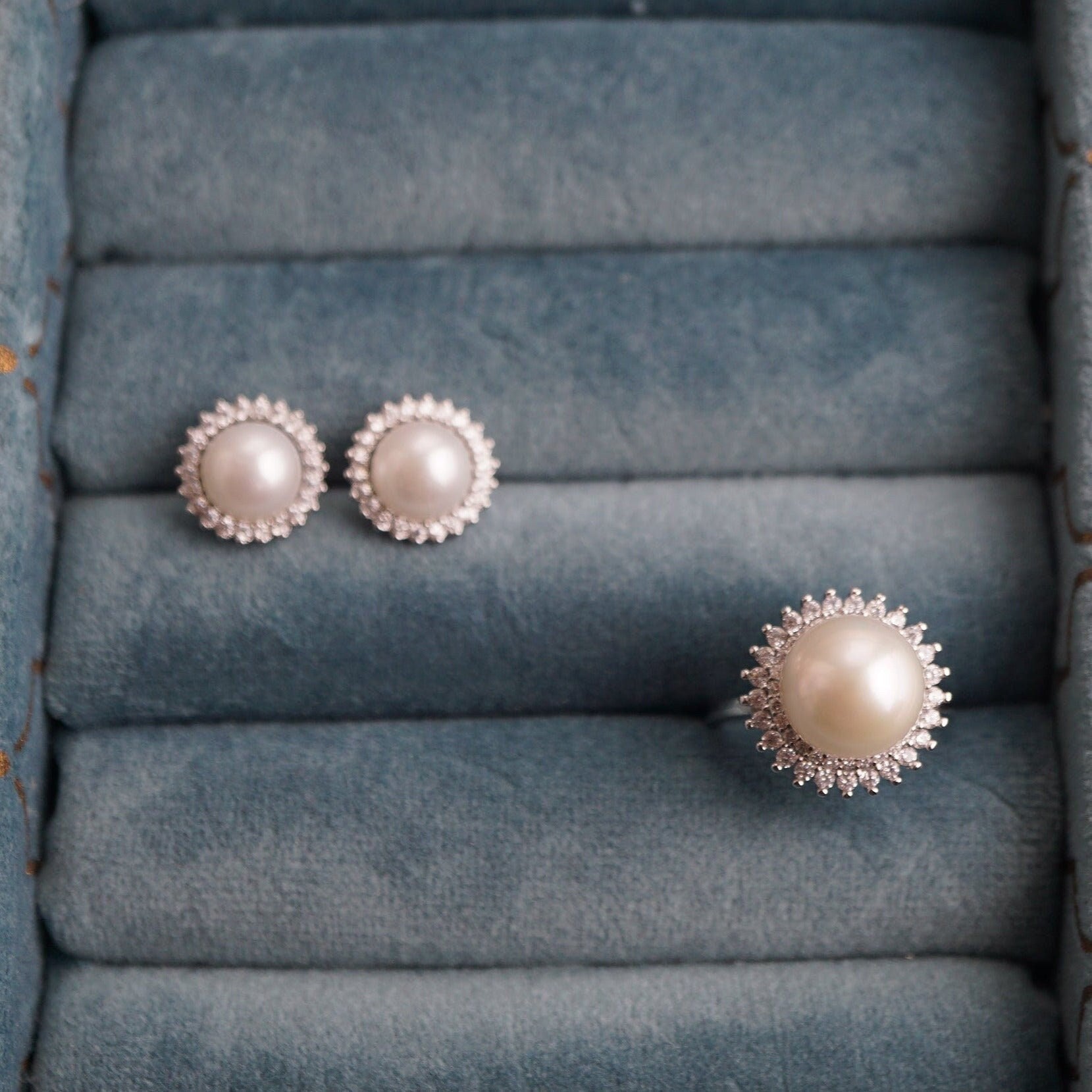 Dainty and graceful sterling silver wedding freshwater pearl earring studs-Vsabel Jewellery