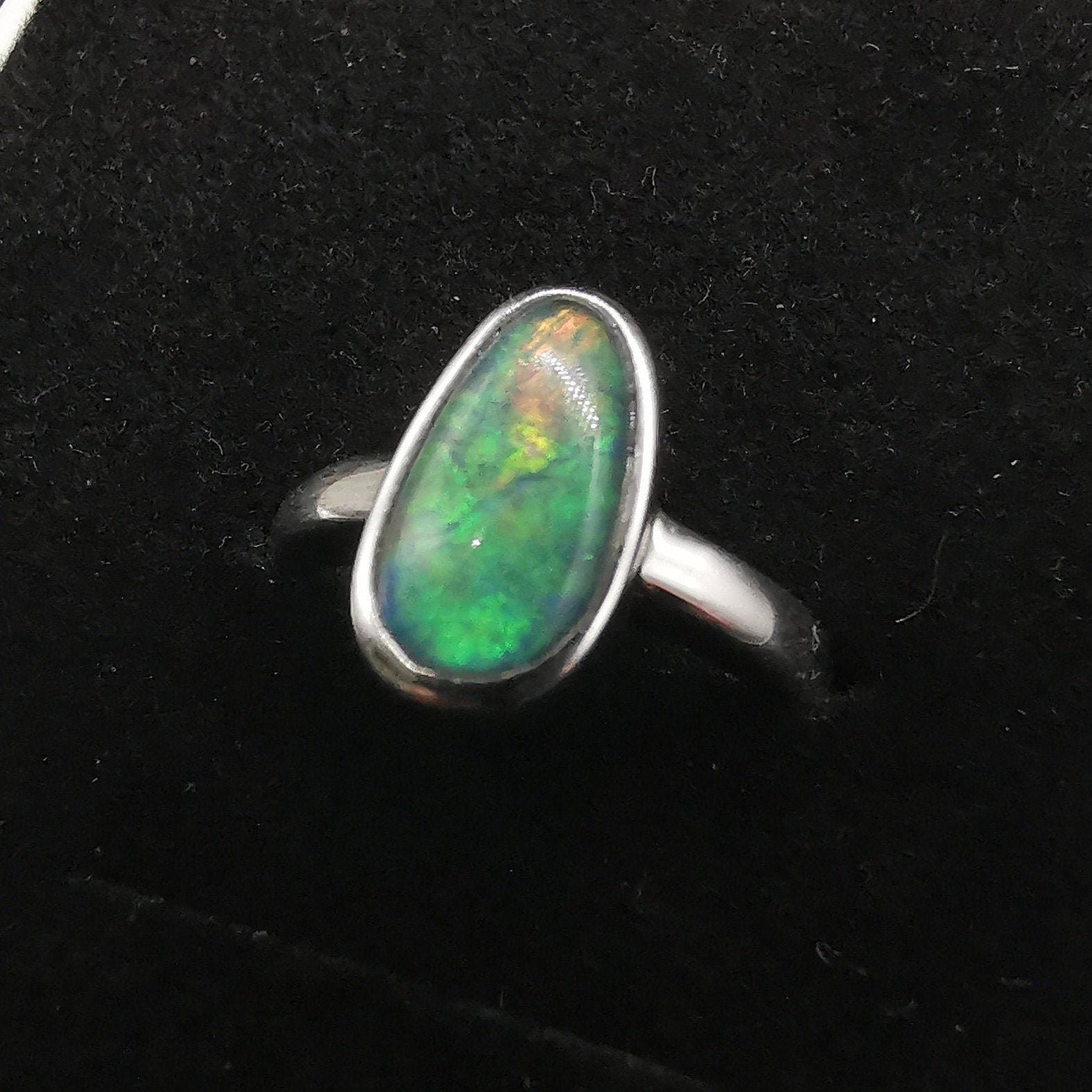 Rainbow Triplet Opal 925 Silver Ring