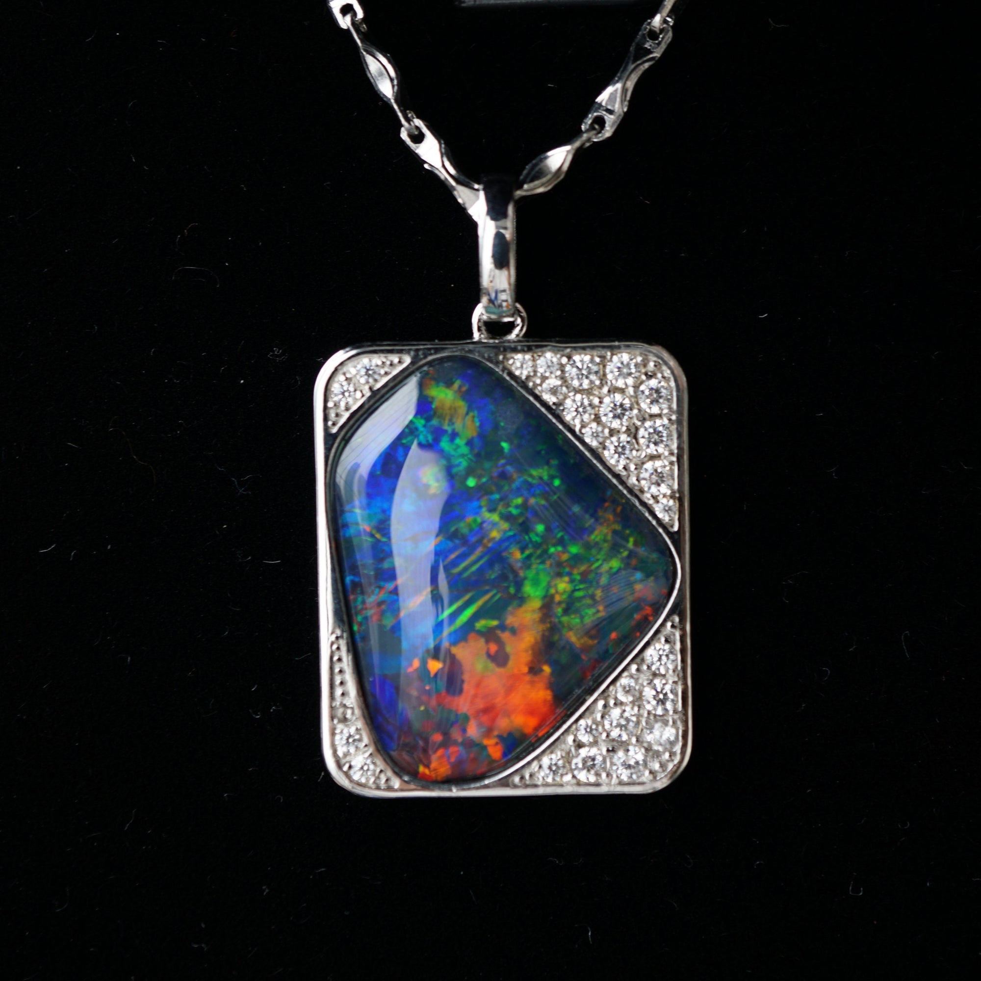 Vintage style handmade australian triplet opal pendant necklace with cubic zirconia's in 925 sterling silver, opal pendant, gift for her-Vsabel Jewellery