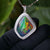 Unique handmade rainbow australian triplet opal pendant necklace with cubic zirconia's in 925 sterling silver, opal pendant, gift for mum-Vsabel Jewellery
