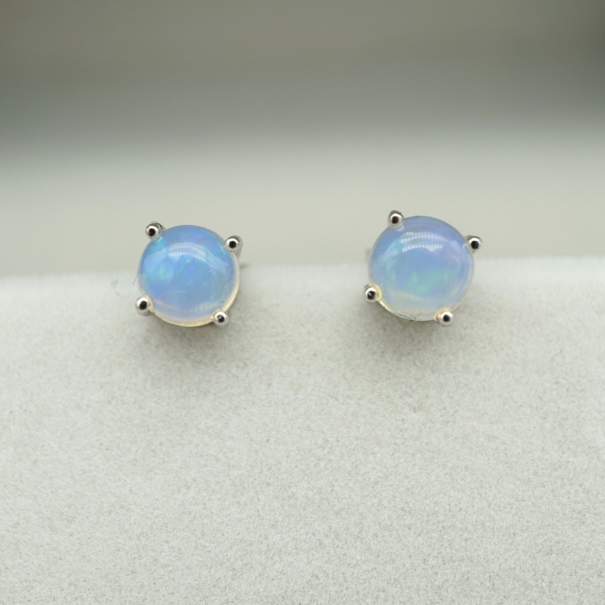 Real Circle Ethiopian Opal Earring Studs