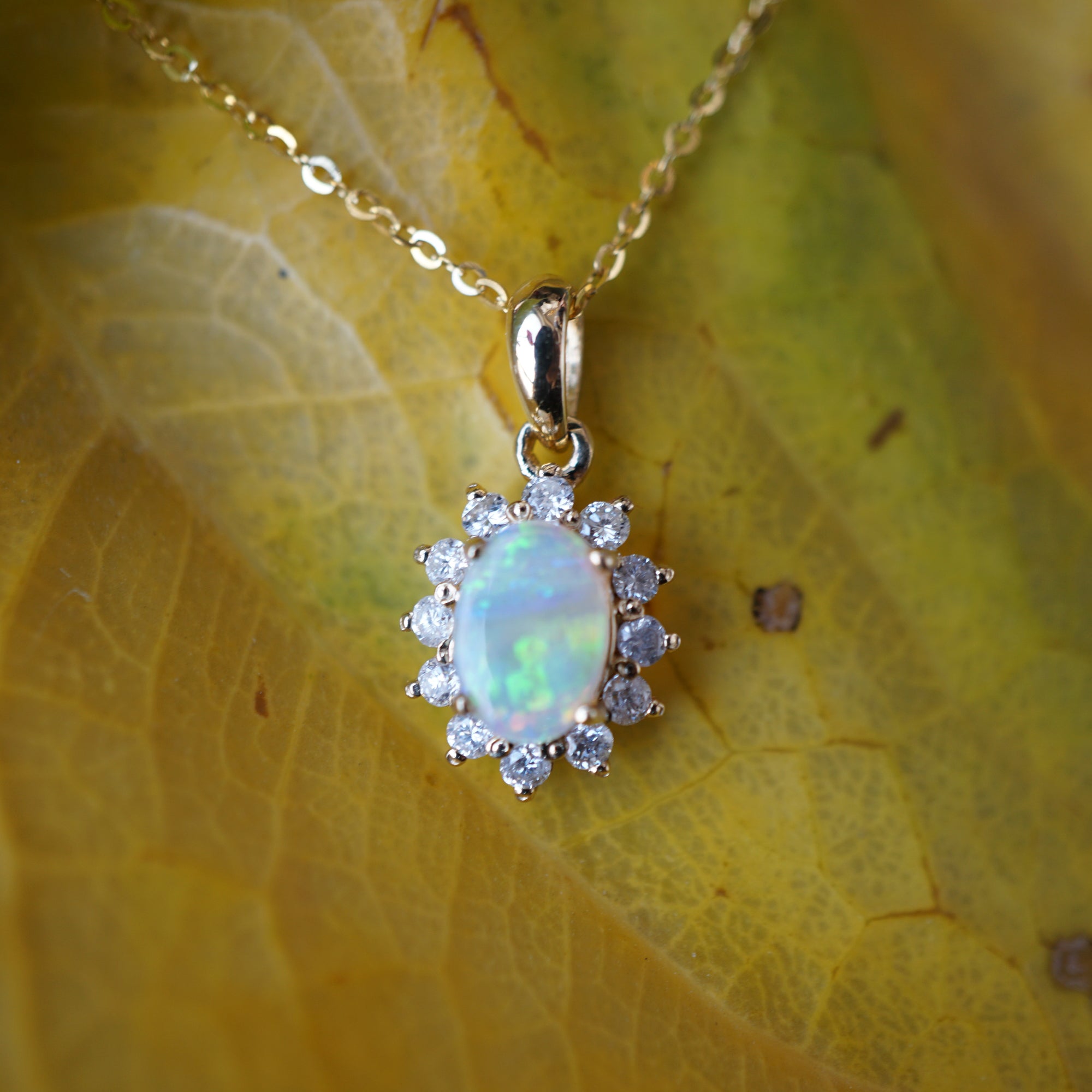 18k solid gold genuine australian solid opal necklace, dainty opal jewellery, crystal opal necklace, october birthstone, bridesmaid-Vsabel Jewellery