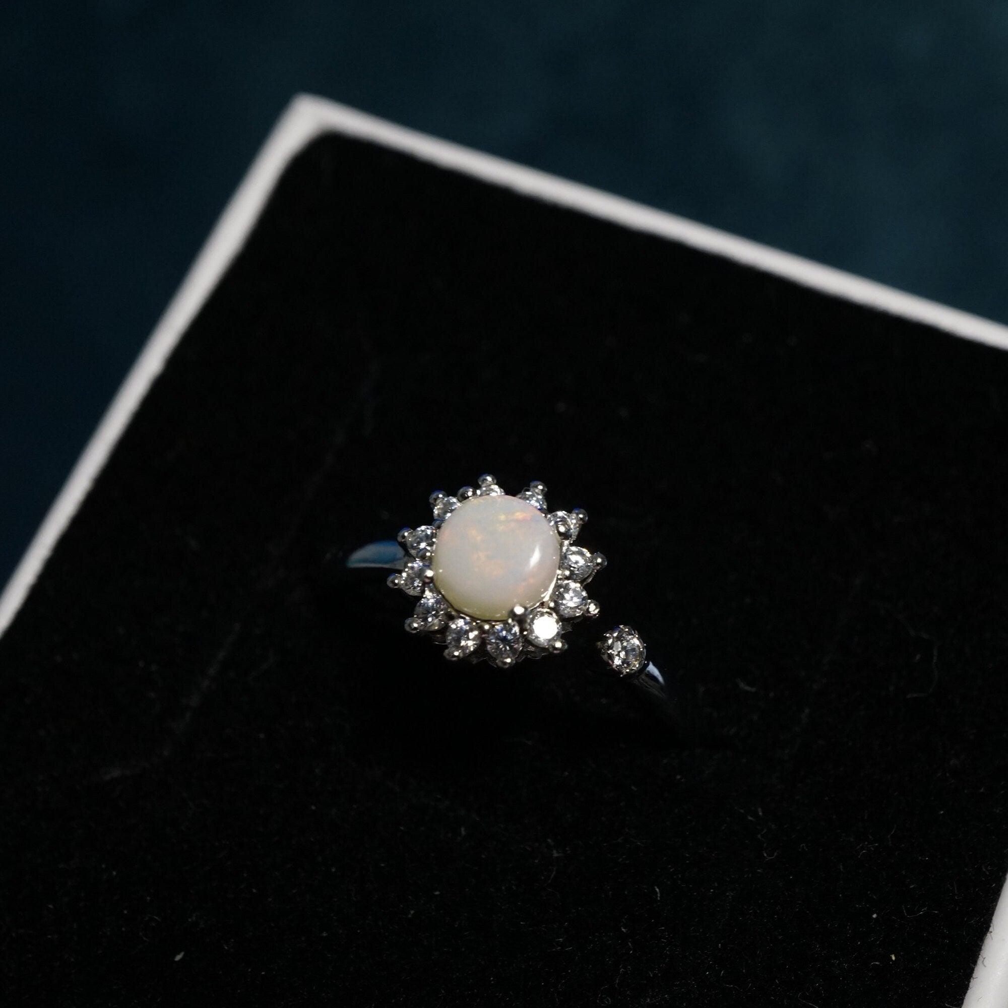 Stunning Australian White Opal Ring - Perfect October Birthstone Beauty-Vsabel Jewellery