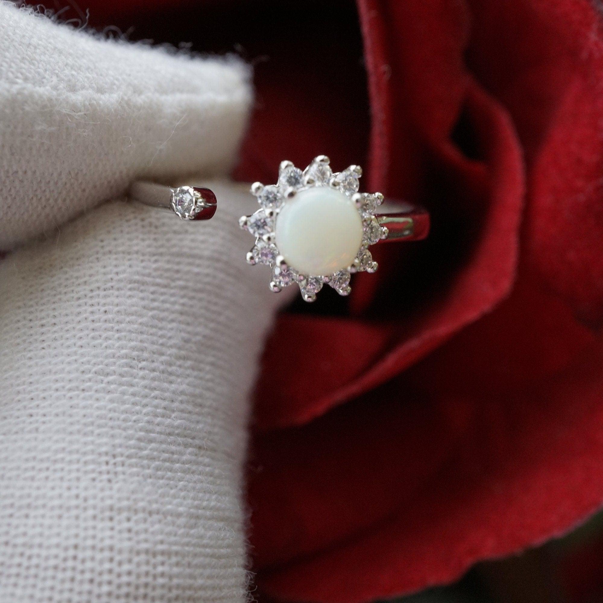 Stunning Australian White Opal Ring - Perfect October Birthstone Beauty-Vsabel Jewellery