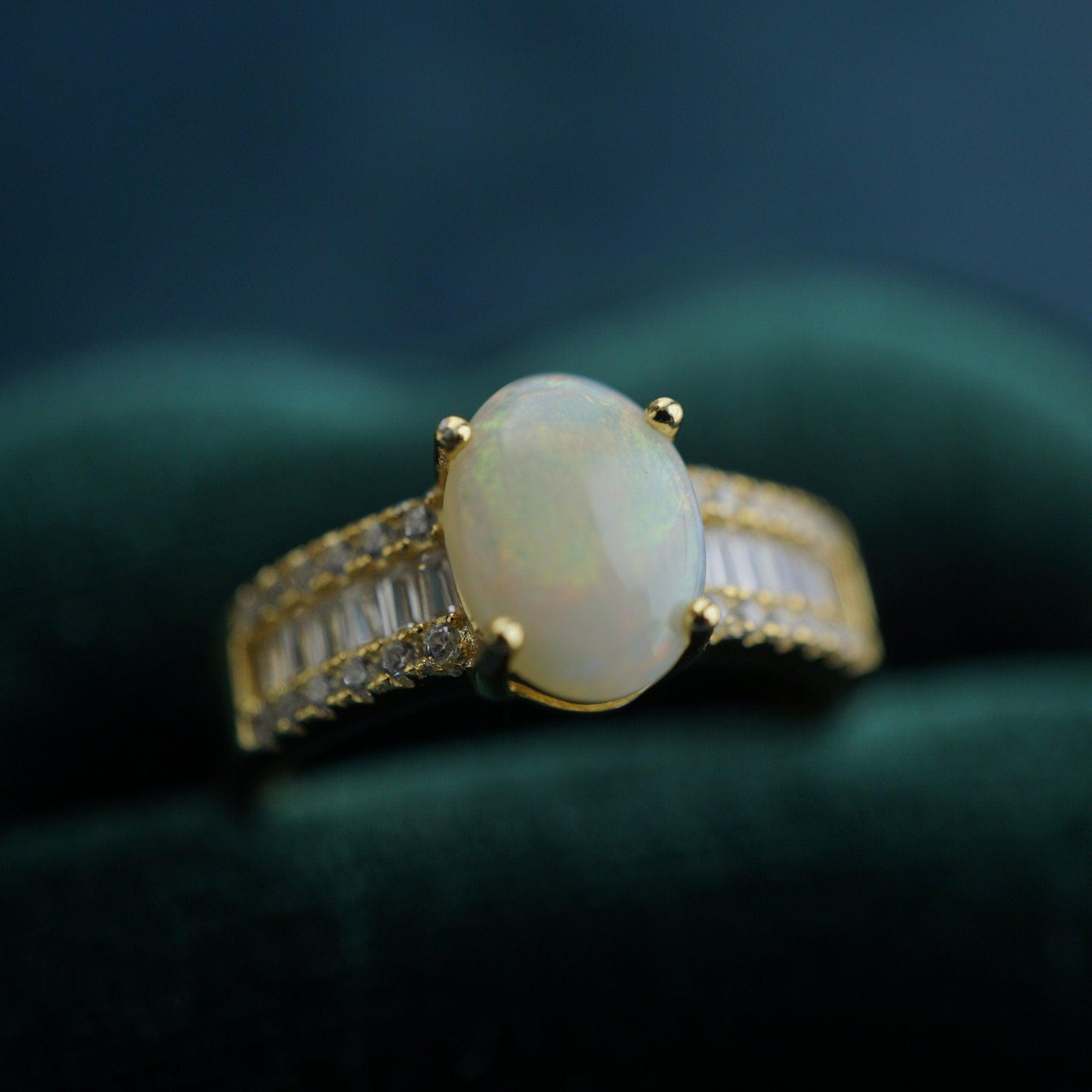 Exquisite Crystal Opal Ring - Perfect for Engagement & Anniversary-Vsabel Jewellery
